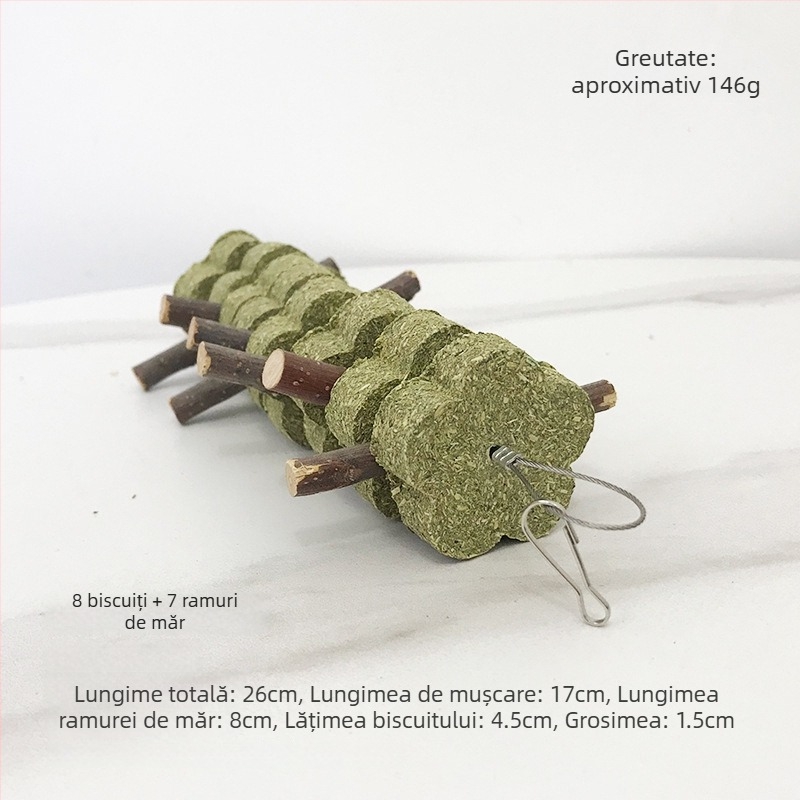 Hrană uscată pentru iepuri și hamsteri — bețișoare de mestecat cu iarbă Timothy și crenguțe de măr, Carrot Valley