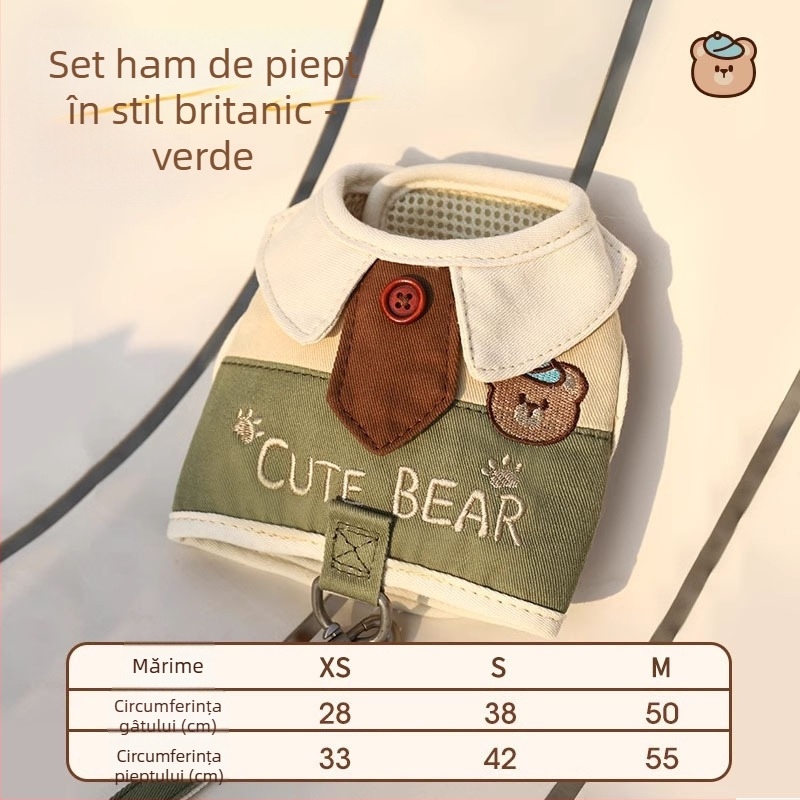 Ham de piept pentru pisici – anti-evadare, neextensibil, poliester-cotton