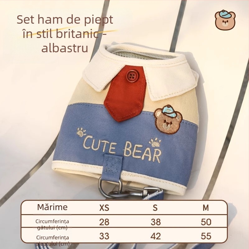 Ham de piept pentru pisici – anti-evadare, neextensibil, poliester-cotton