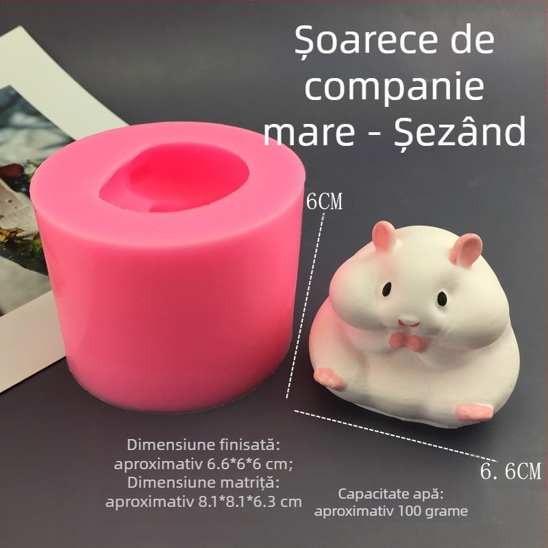Formă de copt din silicon cu hamster 3D, formă neregulată