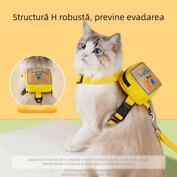Ham de piept pentru pisică cu lesă – Design de tip rucsac, reglabil, din pânză și bandă, brand Nerve cat
