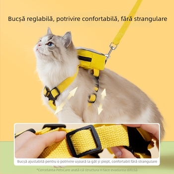 Ham de piept pentru pisică cu lesă – Design de tip rucsac, reglabil, din pânză și bandă, brand Nerve cat