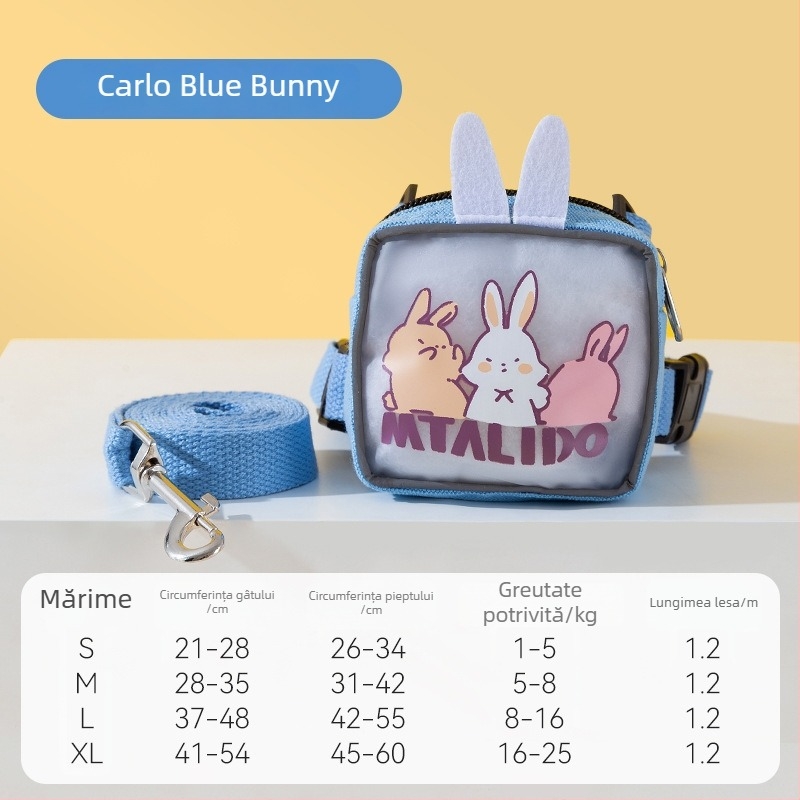 Ham de piept pentru pisică cu lesă – Design de tip rucsac, reglabil, din pânză și bandă, brand Nerve cat