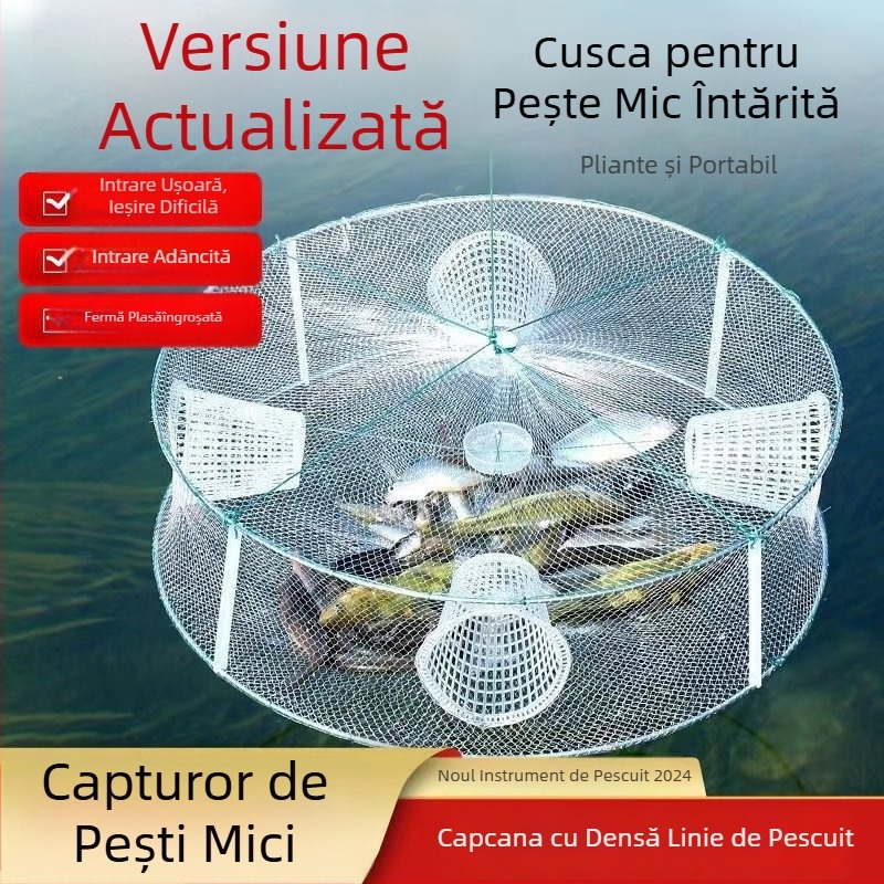 Giant Fin King plasă de pescuit cu coș pentru capturarea peștilor mici, homarilor și creveților