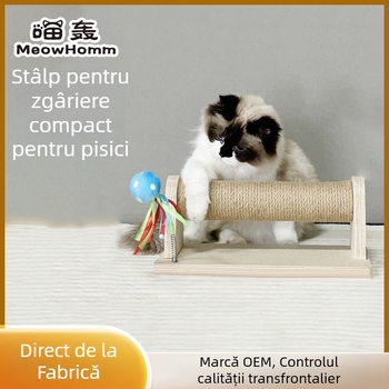 Coloană de zgâriere pentru pisici cu structură din lemn, placă din lemn de fag cu mai multe straturi de 18 mm, potrivită pentru pisici mari, rezistentă la zgârieturi cu posturi din sfoară de cânepă, sigură și non-toxică