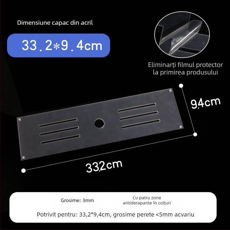Capac acrilic pentru acvariu, netoxic, transparent, respirabil, anti săritură, capac cristal (Material: Acrilic; Greutate: 50; Categoria: Echipament pentru acvariu)