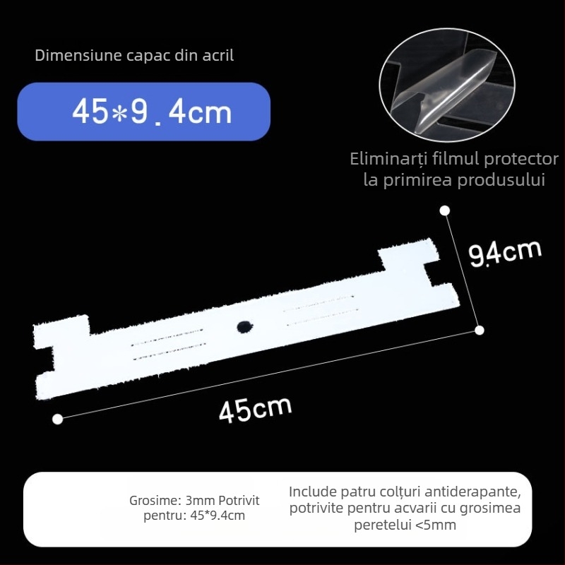 Capac acrilic pentru acvariu, netoxic, transparent, respirabil, anti săritură, capac cristal (Material: Acrilic; Greutate: 50; Categoria: Echipament pentru acvariu)