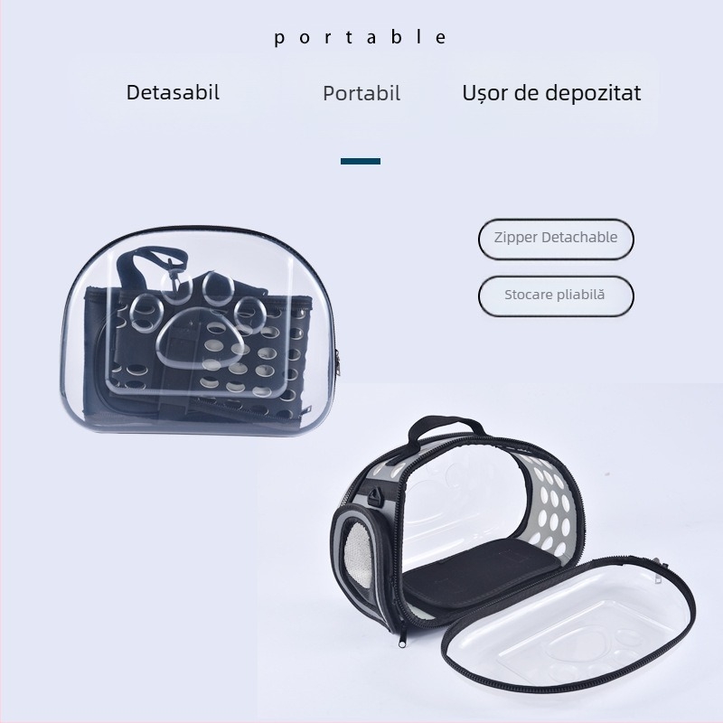 KUCHI Geantă de transport pentru animale – Transparentă, portabilă, carrier din plastic dur pentru câini și pisici, Capacitate 50, Origine Zhejiang
