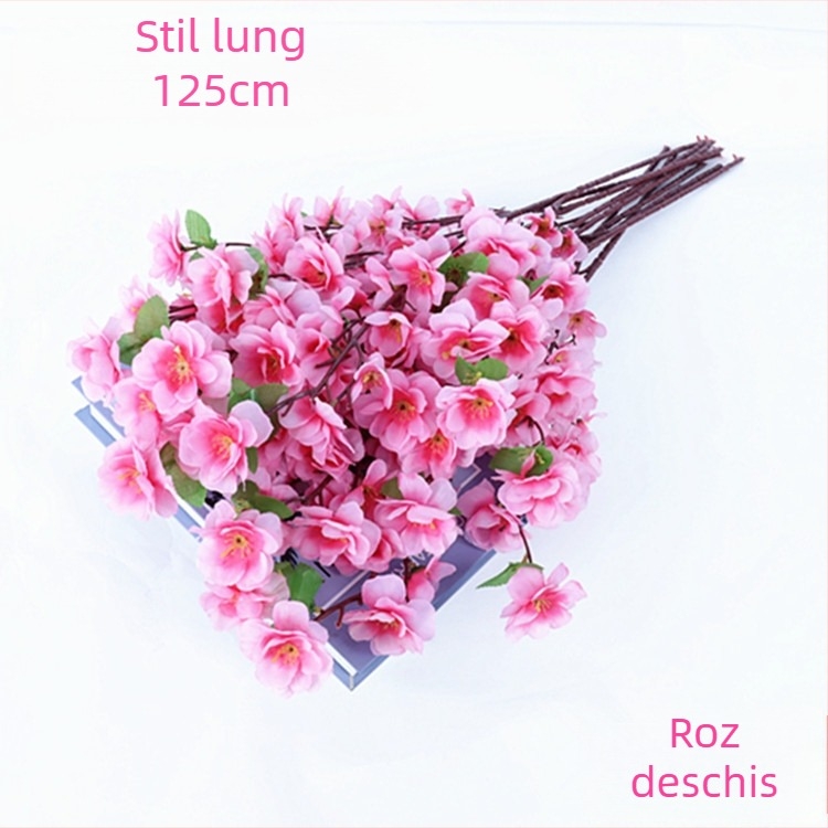Ramuri artificiale de piersic decor casnic; Material: Floare de satin; Varietate: Piersică simulată; Greutate: 80 g; Scop: Nuntă, Decor în casă