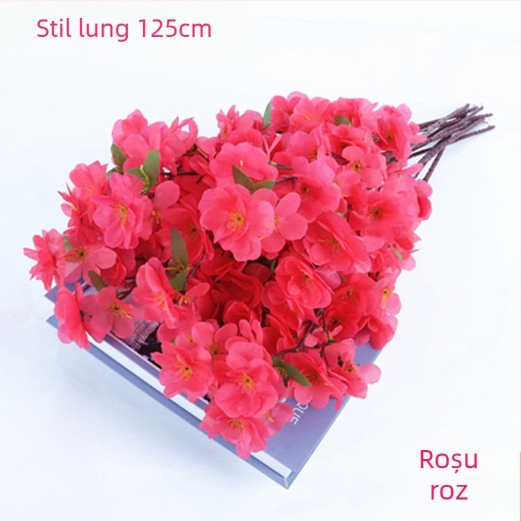 Ramuri artificiale de piersic decor casnic; Material: Floare de satin; Varietate: Piersică simulată; Greutate: 80 g; Scop: Nuntă, Decor în casă