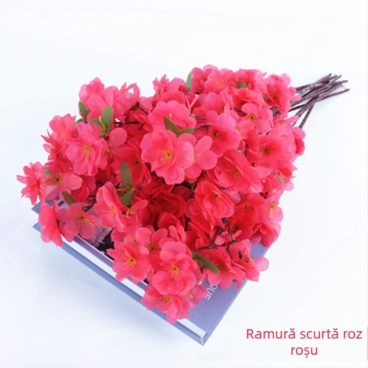 Ramuri artificiale de piersic decor casnic; Material: Floare de satin; Varietate: Piersică simulată; Greutate: 80 g; Scop: Nuntă, Decor în casă