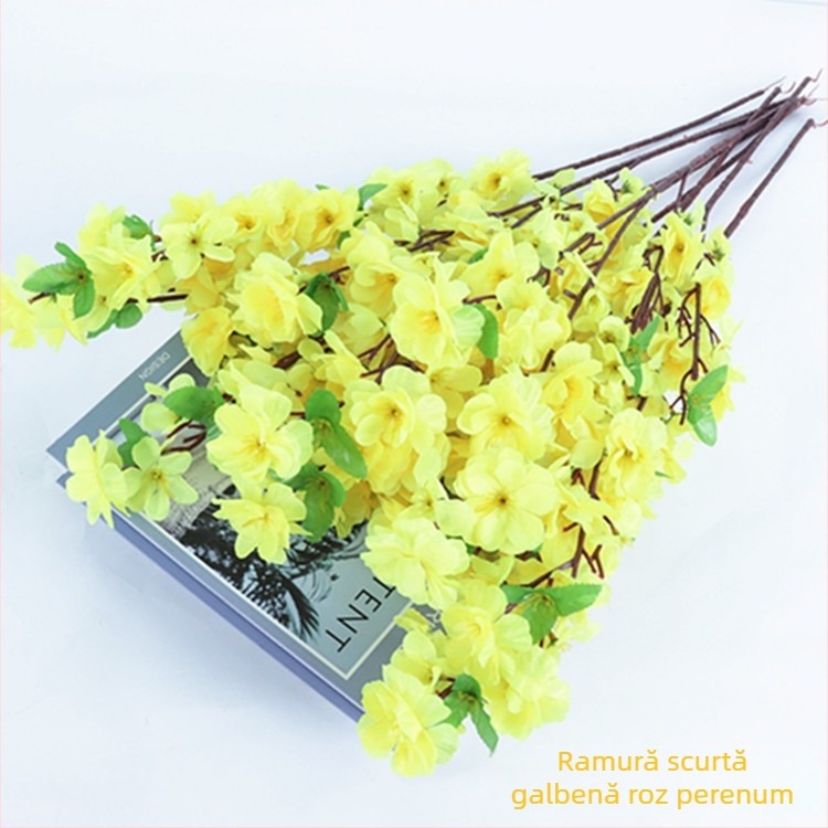 Ramuri artificiale de piersic decor casnic; Material: Floare de satin; Varietate: Piersică simulată; Greutate: 80 g; Scop: Nuntă, Decor în casă