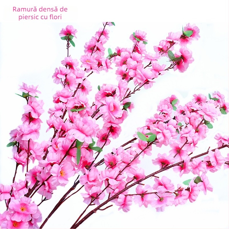 Ramuri artificiale de piersic decor casnic; Material: Floare de satin; Varietate: Piersică simulată; Greutate: 80 g; Scop: Nuntă, Decor în casă