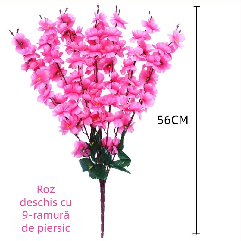 Ramuri artificiale de piersic decor casnic; Material: Floare de satin; Varietate: Piersică simulată; Greutate: 80 g; Scop: Nuntă, Decor în casă