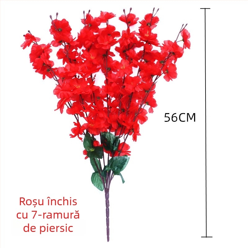Ramuri artificiale de piersic decor casnic; Material: Floare de satin; Varietate: Piersică simulată; Greutate: 80 g; Scop: Nuntă, Decor în casă