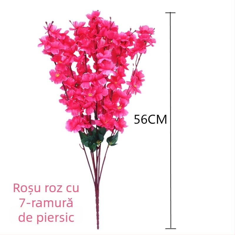 Ramuri artificiale de piersic decor casnic; Material: Floare de satin; Varietate: Piersică simulată; Greutate: 80 g; Scop: Nuntă, Decor în casă