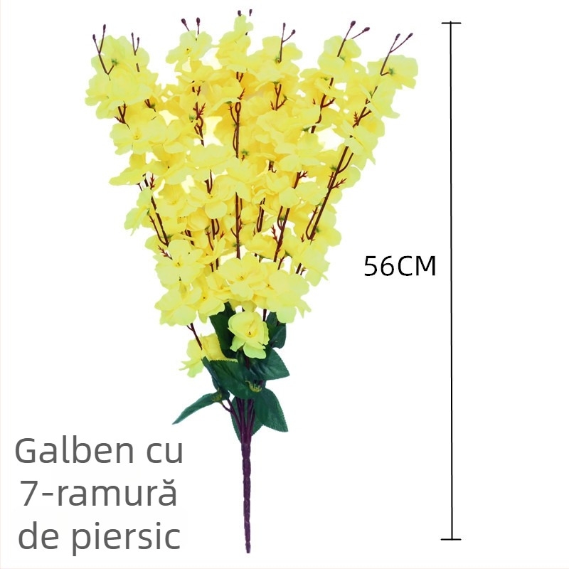 Ramuri artificiale de piersic decor casnic; Material: Floare de satin; Varietate: Piersică simulată; Greutate: 80 g; Scop: Nuntă, Decor în casă