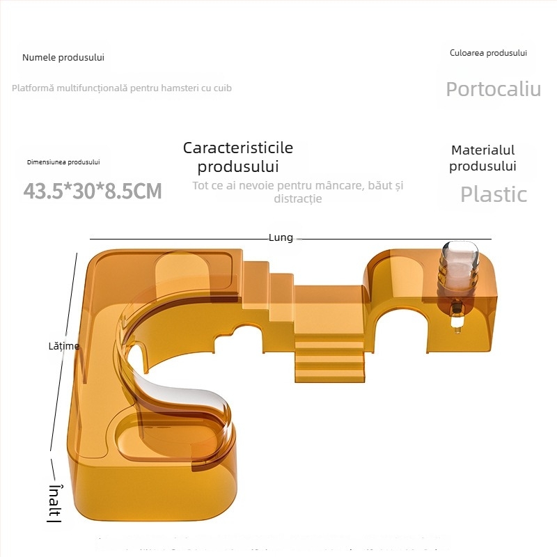 Habitare pentru hamster cu cuib panoramic transparent, pistă și vilă; include recipient de apă și farfurie pentru mâncare — Material plastic, Brand Silly Darling