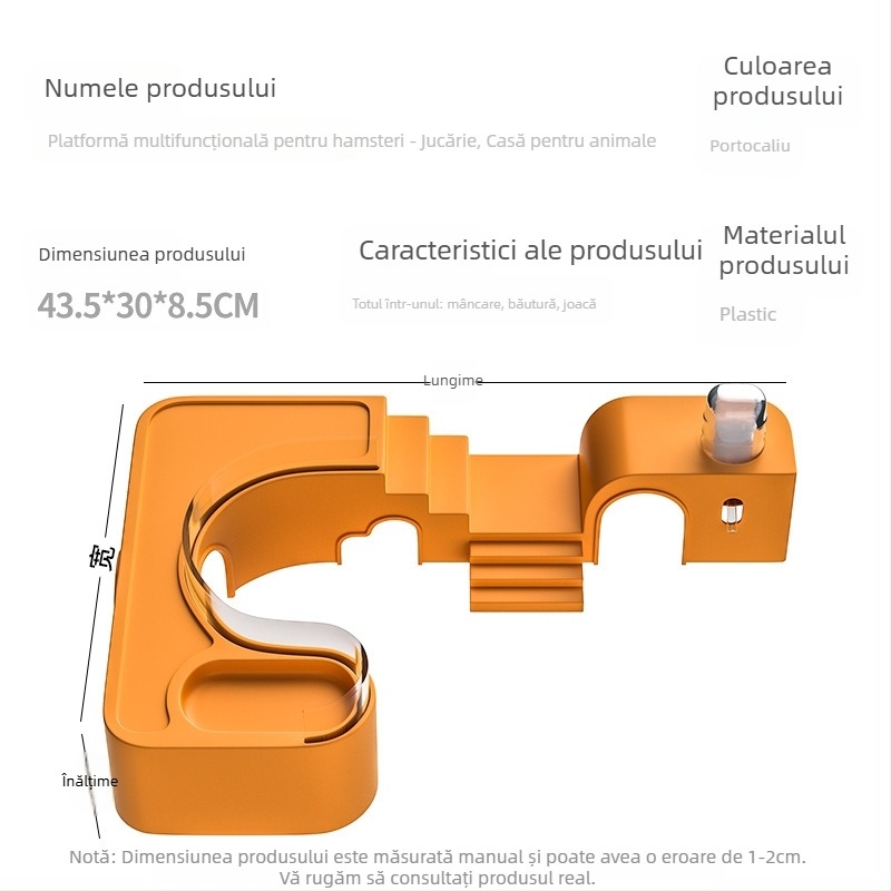 Habitare pentru hamster cu cuib panoramic transparent, pistă și vilă; include recipient de apă și farfurie pentru mâncare — Material plastic, Brand Silly Darling