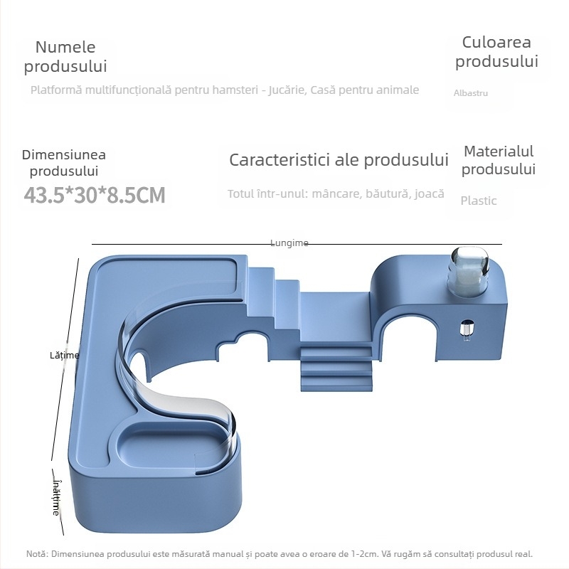 Habitare pentru hamster cu cuib panoramic transparent, pistă și vilă; include recipient de apă și farfurie pentru mâncare — Material plastic, Brand Silly Darling