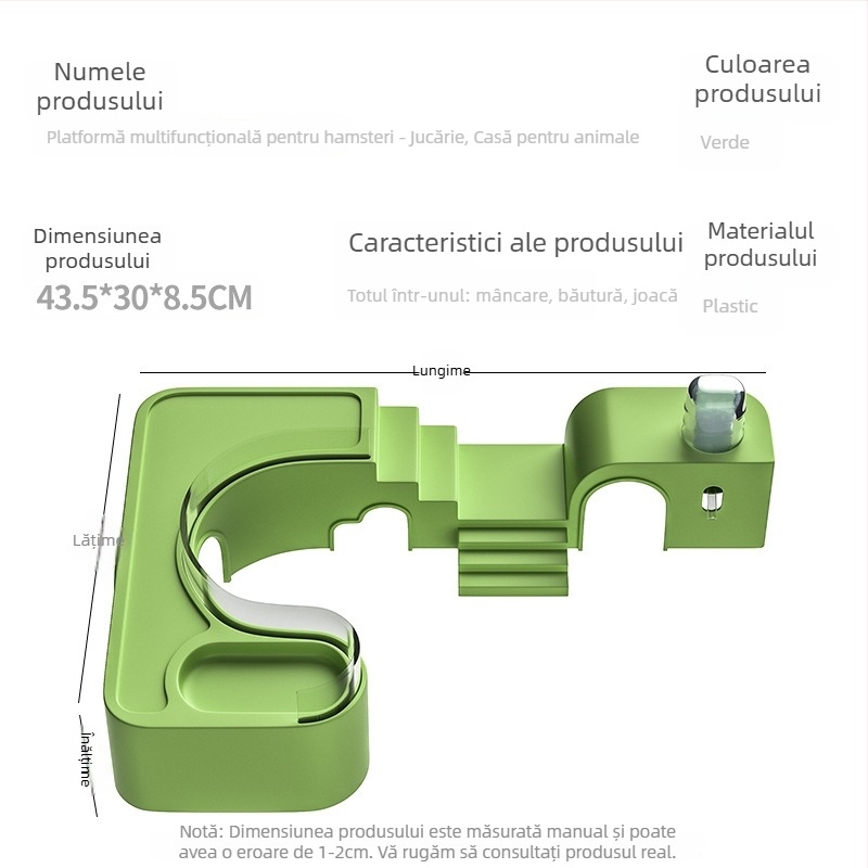 Habitare pentru hamster cu cuib panoramic transparent, pistă și vilă; include recipient de apă și farfurie pentru mâncare — Material plastic, Brand Silly Darling