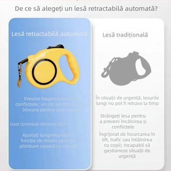 Lesă retractabilă pentru câini de talie mică și medie — material ABS, extensie automată, marca Xin Chong