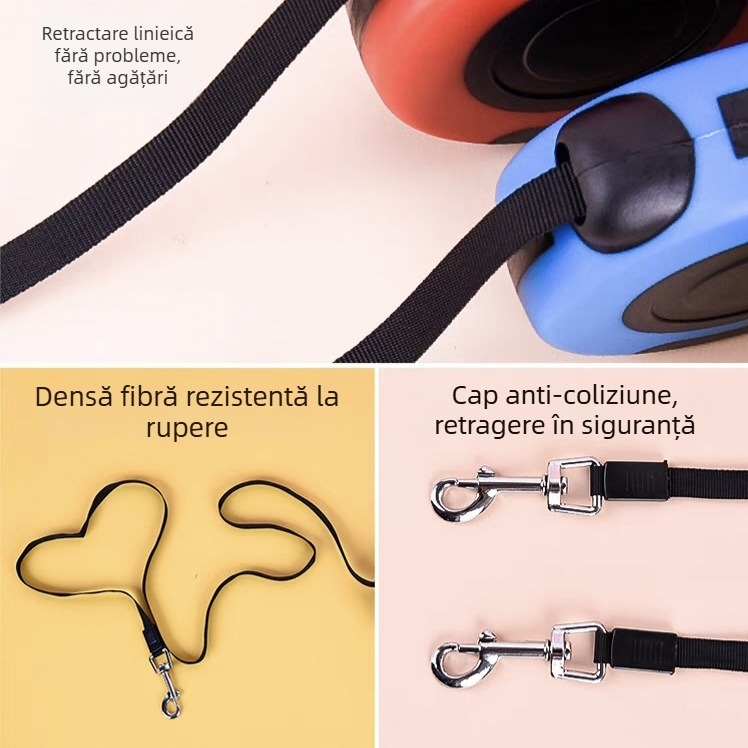 Lesă retractabilă pentru câini de talie mică și medie — material ABS, extensie automată, marca Xin Chong