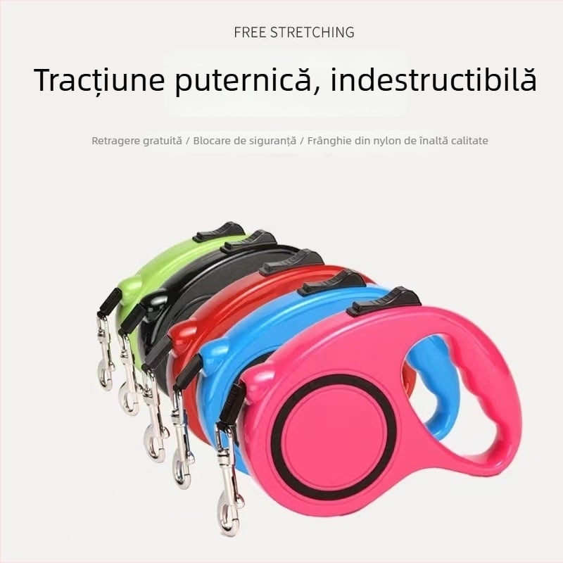 Lesă retractabilă pentru câini de talie mică și medie — material ABS, extensie automată, marca Xin Chong