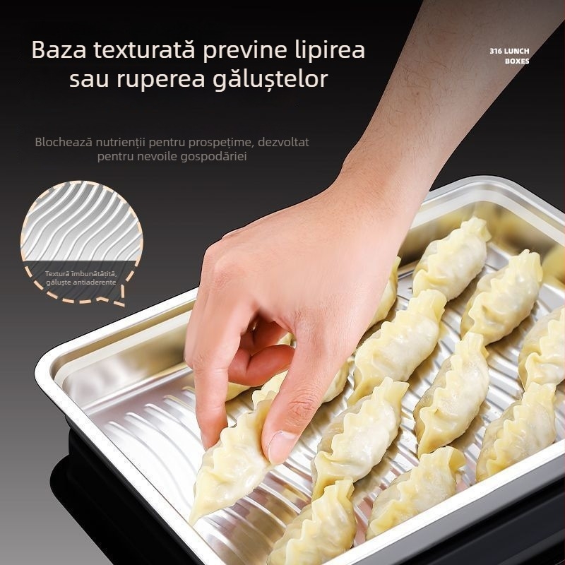 Cutie de depozitare pentru găluște din oțel inoxidabil 316 cu capac, multifuncțională pentru frigider/congelator, sigilare groasă