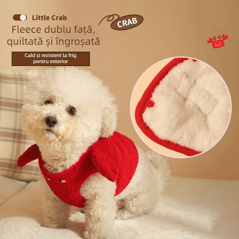 Haină pentru câini cu curea toracică pentru toamnă/iarnă — poliester, neextensibil, ambalare aleatorie