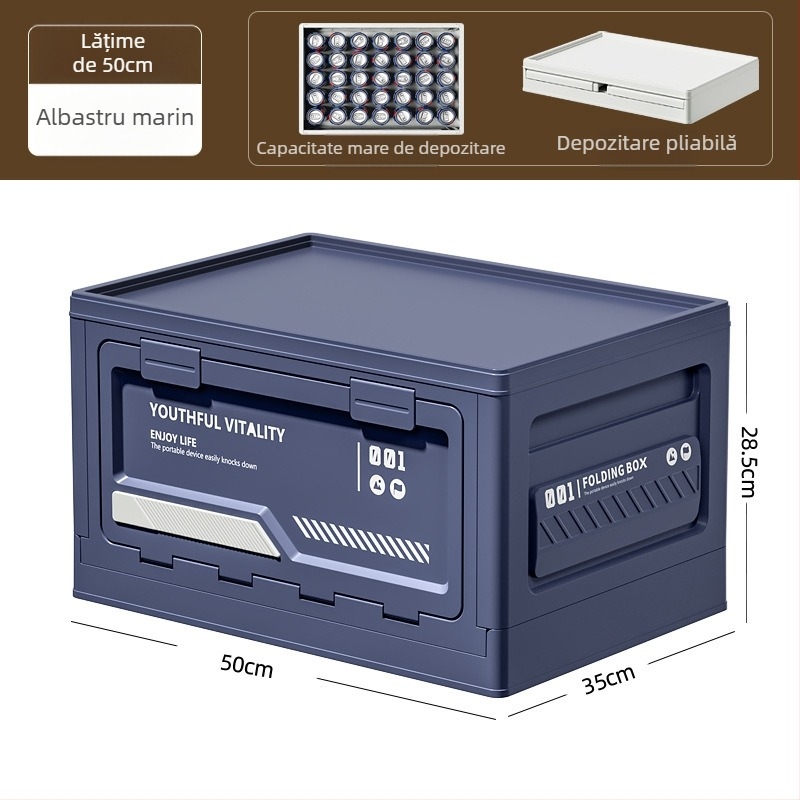 Cutie de depozitare pentru camping, deschidere laterală, pliabilă din PP, 40–50 L, portabilă
