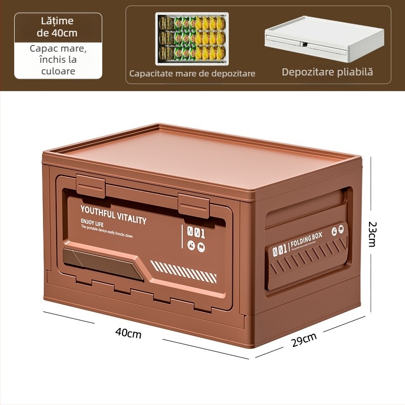 Cutie de depozitare pentru camping, deschidere laterală, pliabilă din PP, 40–50 L, portabilă