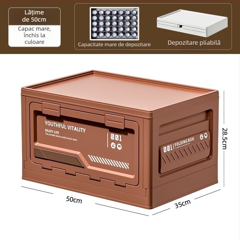 Cutie de depozitare pentru camping, deschidere laterală, pliabilă din PP, 40–50 L, portabilă