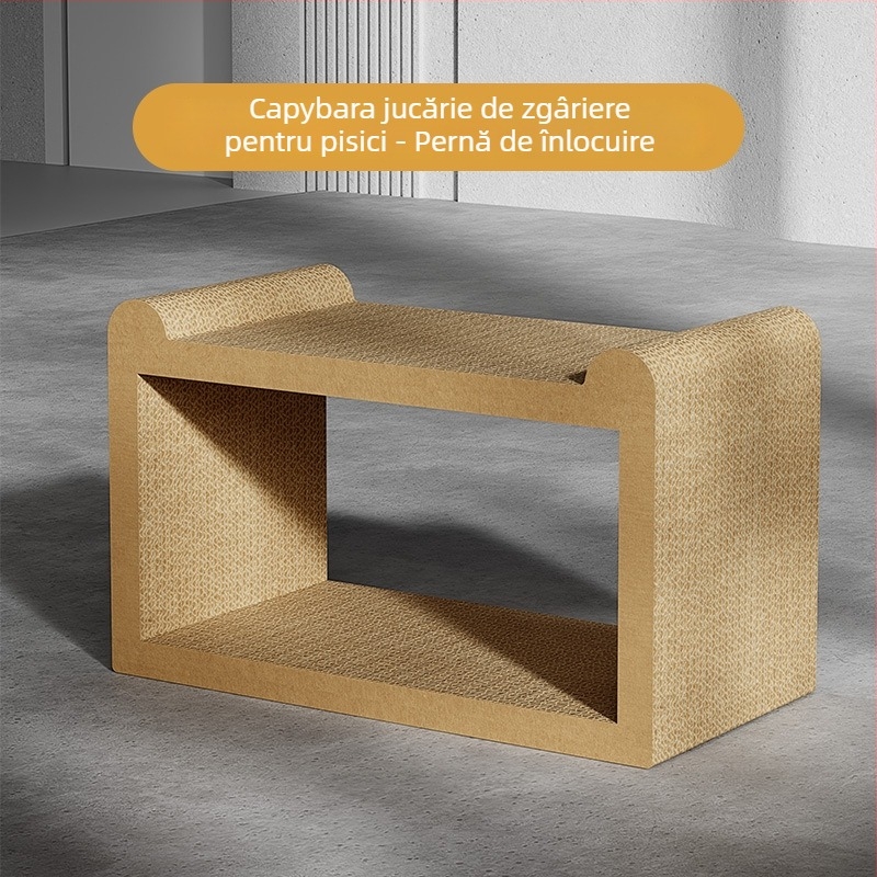 Cuib pentru pisici cu placă de zgâriere din carton ondulat, stil desen animat, 1 bucată