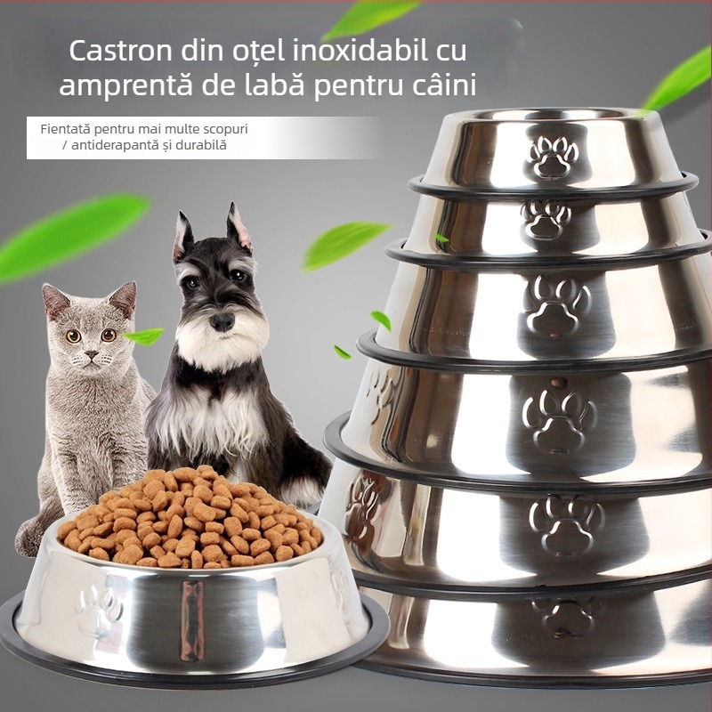 Hawor Bol pentru câini din oțel inoxidabil, anti-alunecare, anti-rasturnare, design îngroșat