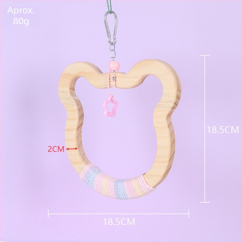 Jucărie-șurub pentru păsări, din lemn masiv și sfoară de bumbac, marca Happy Pet Paradise, potrivită pentru păsări mici, pentru mestecat și joacă