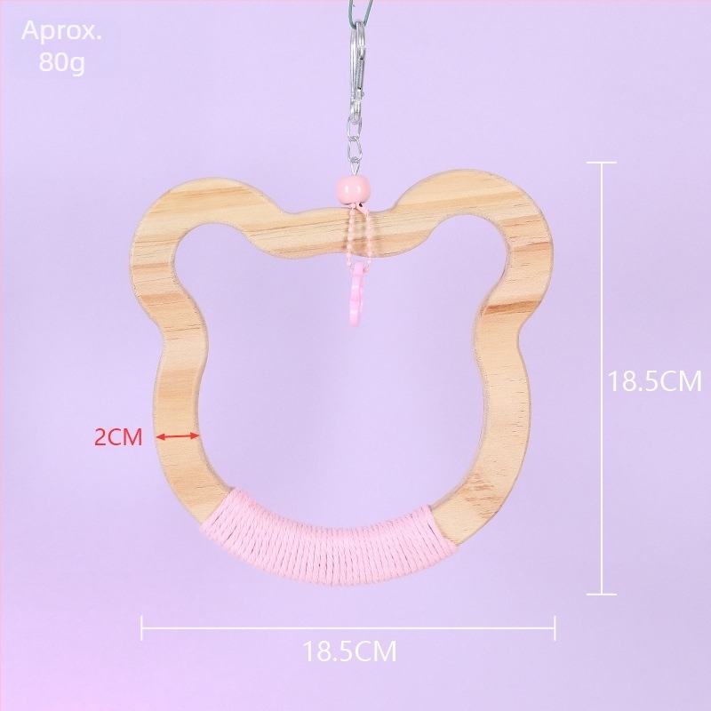 Jucărie-șurub pentru păsări, din lemn masiv și sfoară de bumbac, marca Happy Pet Paradise, potrivită pentru păsări mici, pentru mestecat și joacă