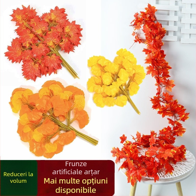 Set de frunze și ramuri artificiale din mătase, turnare prin injecție, varietate de frunze și ramuri, pentru recuzită fotografică și decor în casă