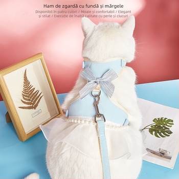 Hamă de pisică în stil vestă cu lesă - anti-evadare, curea piept, material pânză, origine Zhejiang, brand Do ha ha Meow