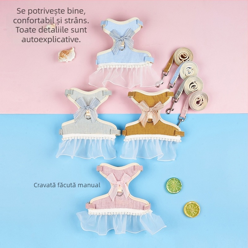 Hamă de pisică în stil vestă cu lesă - anti-evadare, curea piept, material pânză, origine Zhejiang, brand Do ha ha Meow