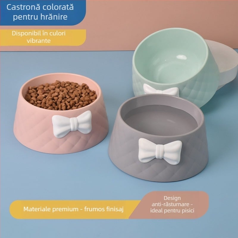 Bol dublu pentru câini și pisici, din plastic, pentru hrană și apă