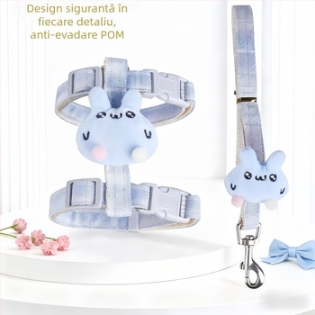 Lesă de Pisică Daimai | Nailon | Model cu iepuraș plush | Non-Extensibilă | Pentru pisici | Categorie: lanțuri și frânghii pentru animale de uzului