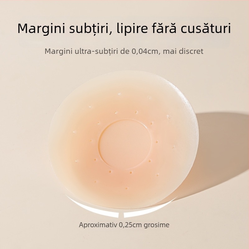 Banda siliconică pentru sâni – Fără urme, Respirabil, Nevăzută; Subțire; Formă mamelon rotund; Finisaj lucios