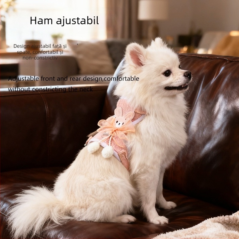 Ham de piept pentru câini mici, poliester, lesă de plimbare neretractabilă