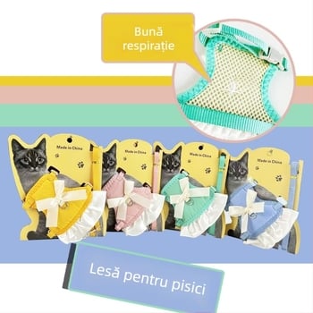 Hamă de pisică din nylon cu curea toracică respirabilă, antievadare