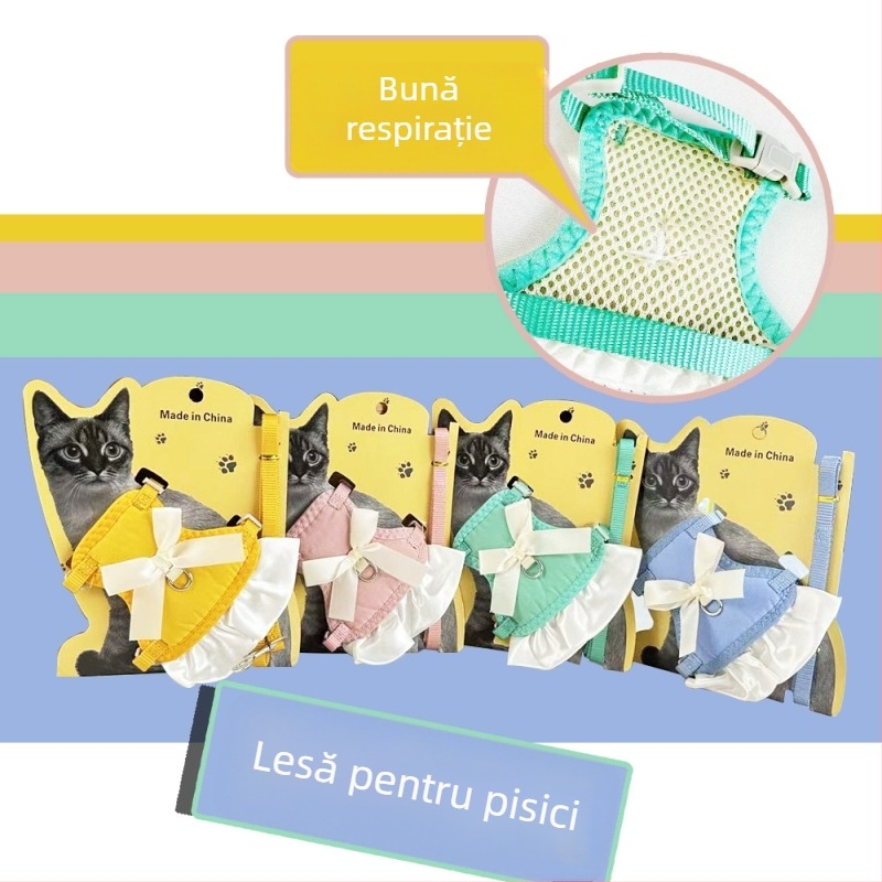 Hamă de pisică din nylon cu curea toracică respirabilă, antievadare