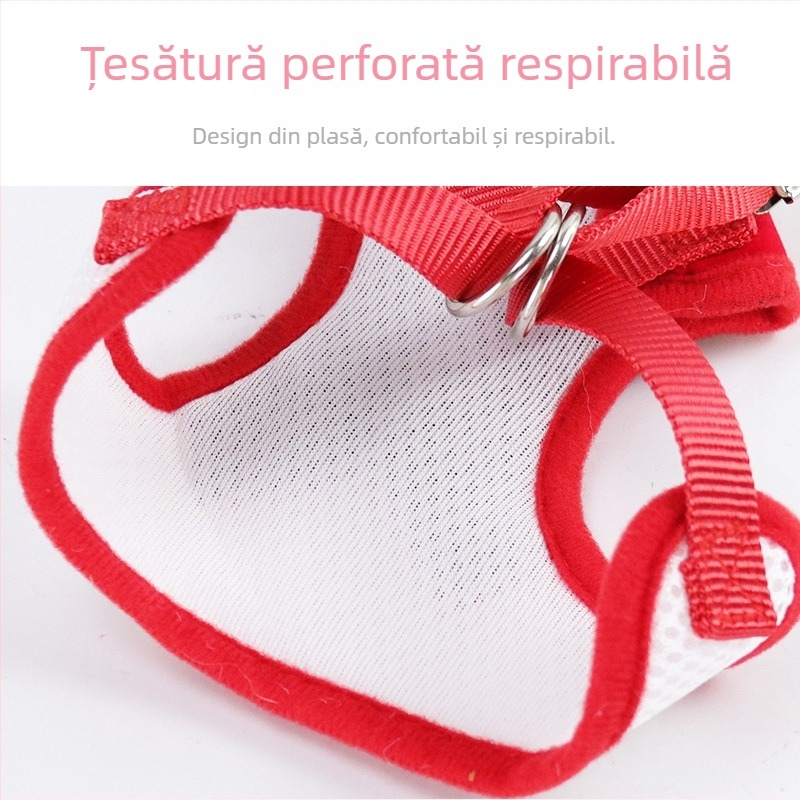 Set ham pentru pisică cu lesă, vestă respirabilă, material textil, brand Pet Baihui, categorie: curea de tracțiune