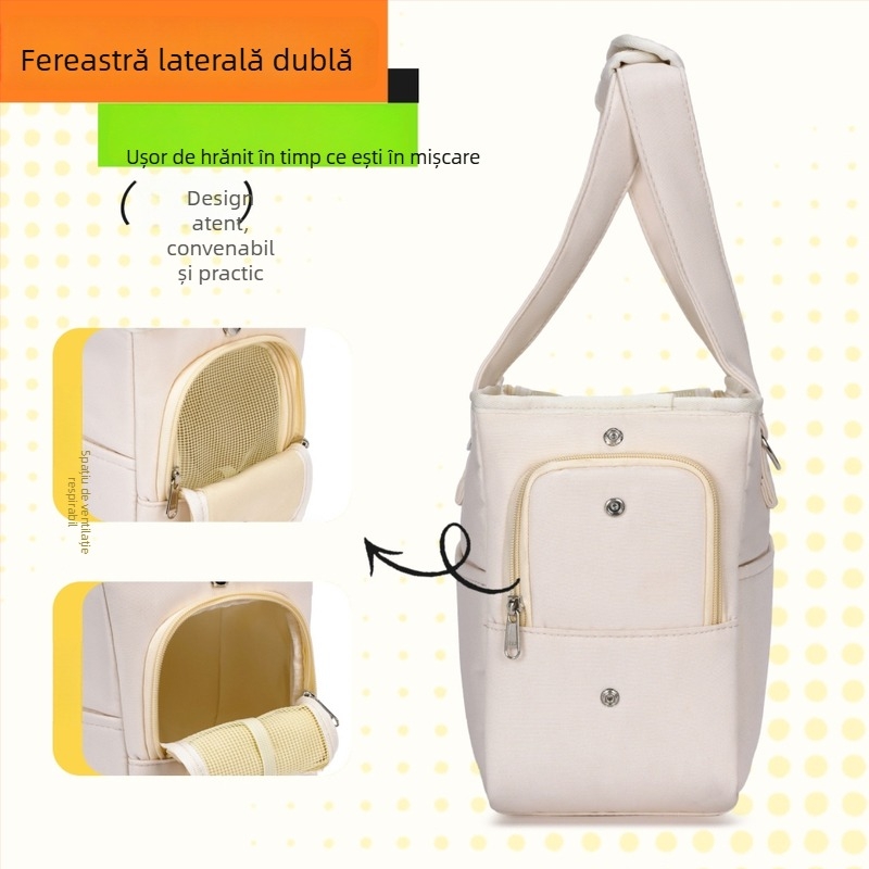 Geantă pentru animale de companie pentru plimbări — nylon, model solid, rigiditate medie