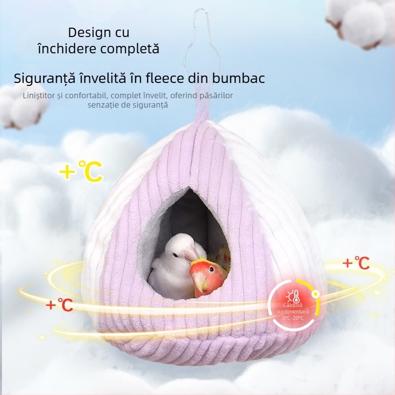 Cuib textil de iarnă pentru hamsteri și păsări mici, formă ovală, menține căldura