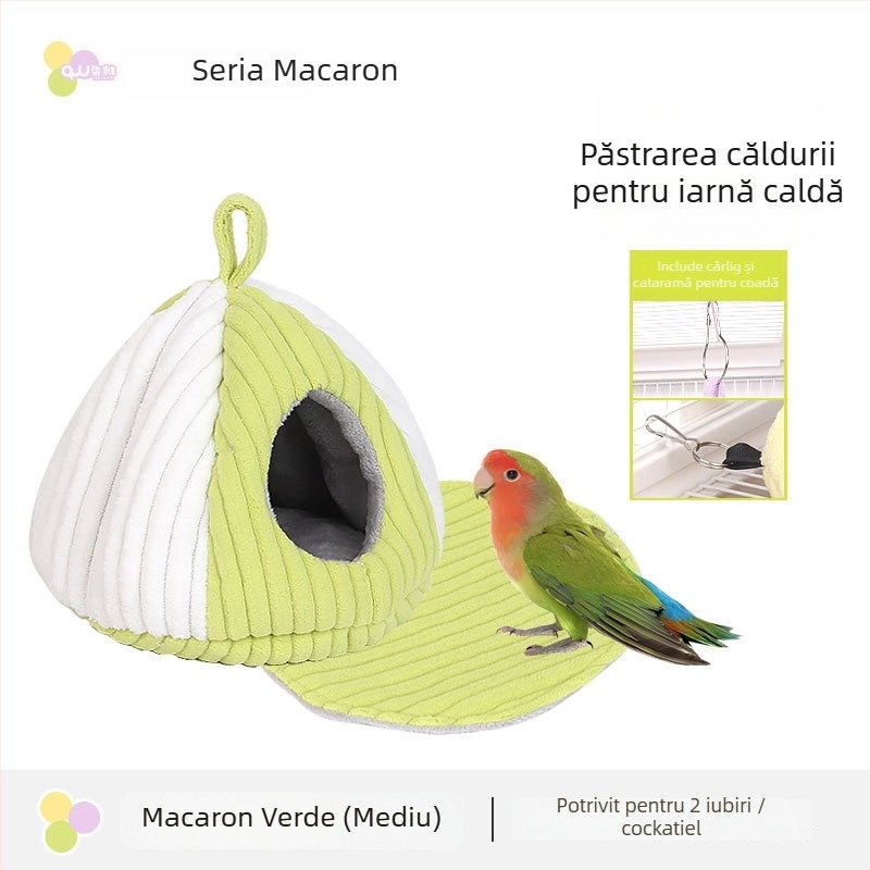 Cuib textil de iarnă pentru hamsteri și păsări mici, formă ovală, menține căldura